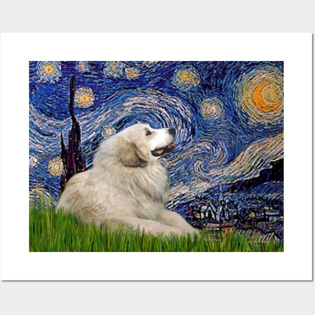 Great Pyrenees in Starry Night Adaptation Wall Art by Dogs Galore and More